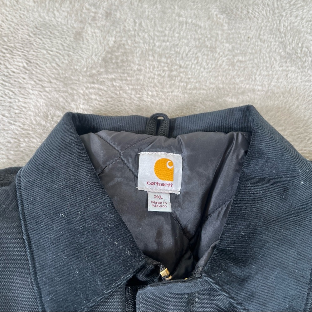 Carhartt Jacket Mens Size 2XL Black J002 Corduroy Collar Quilted Cowboy New Y2K - Picture 3 of 11